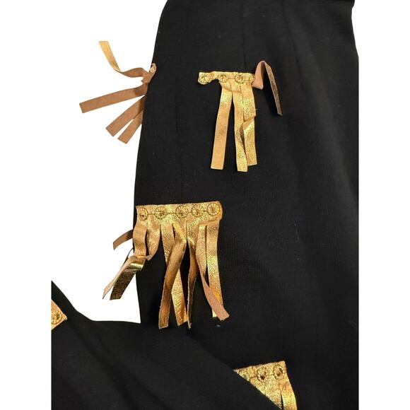 Vintage black and gold handmade pants fringe 1980s - Picture 7 of 10